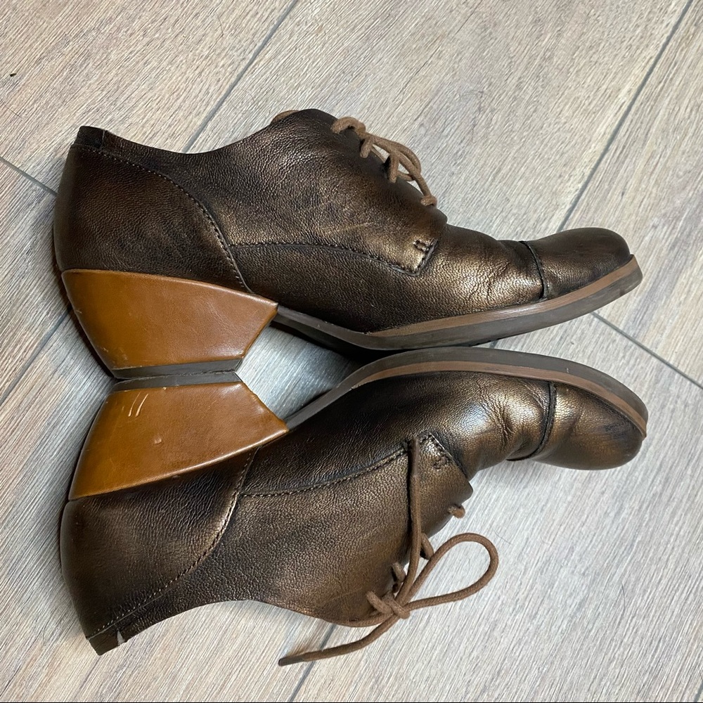 KORK-EASE bronze brown metallic leather Estella heeled cap top Oxford shoes 9 - Picture 8 of 15